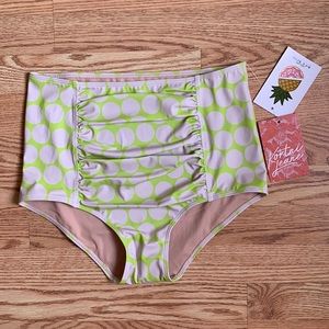 Kortni Jeane ruched bottoms 2.0 in Lime Dots
